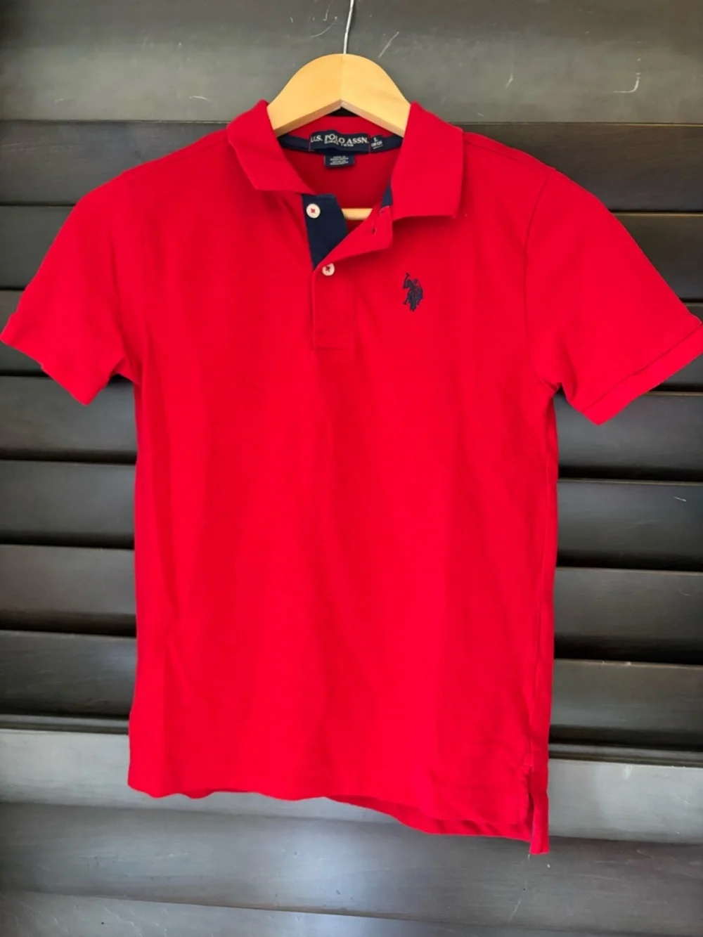 US Polo Assn Kids Large (10-12) Red Polo Shirt 100% Cotton School Uniform